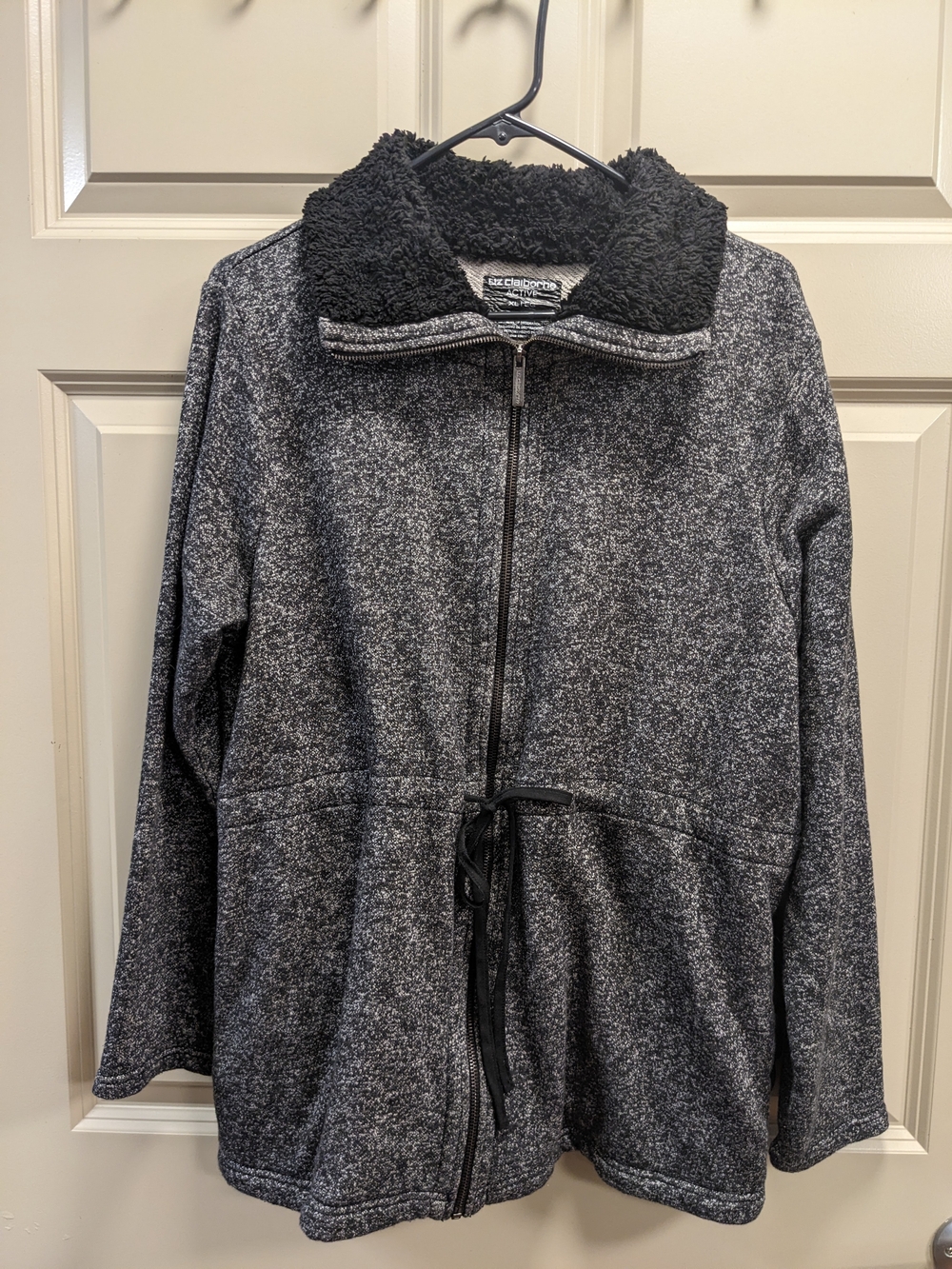 Liz Claiborne Sherpa Collar Zip-Up Drawstring Jacket Sz XL